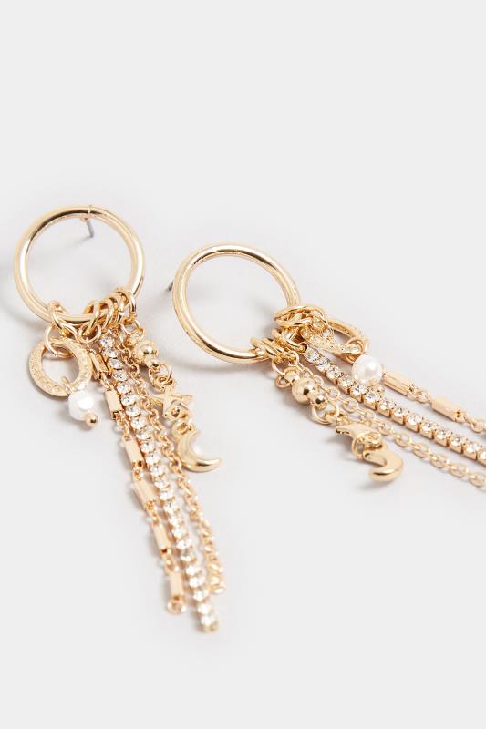 Gold Tone Diamante Tassel Earrings | Yours Clothing 3