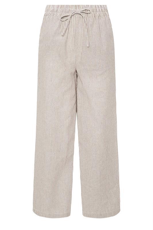 M&Co Natural Brown Stripe Wide Leg Cotton Trousers | M&Co  5