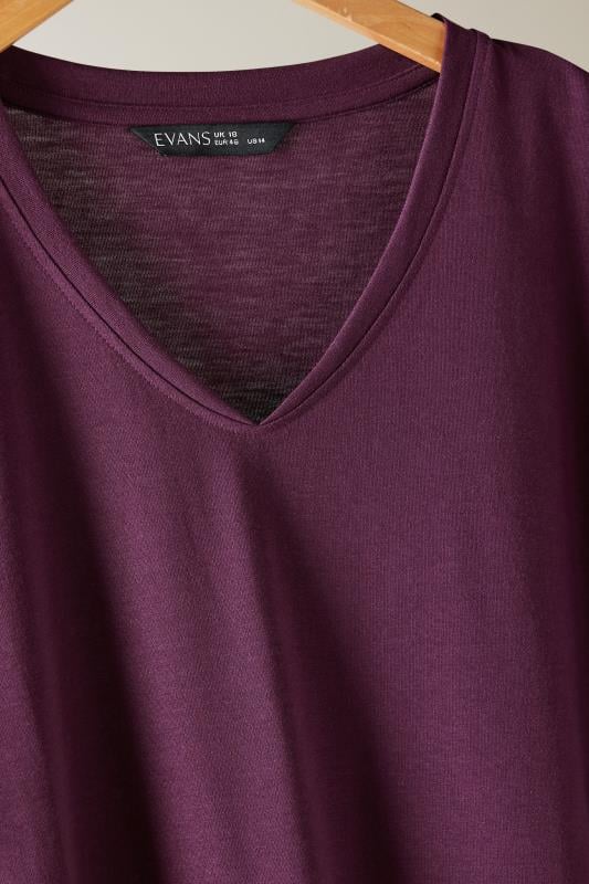 EVANS Plus Size Purple V-Neck Modal Rich T-Shirt | Evans 8