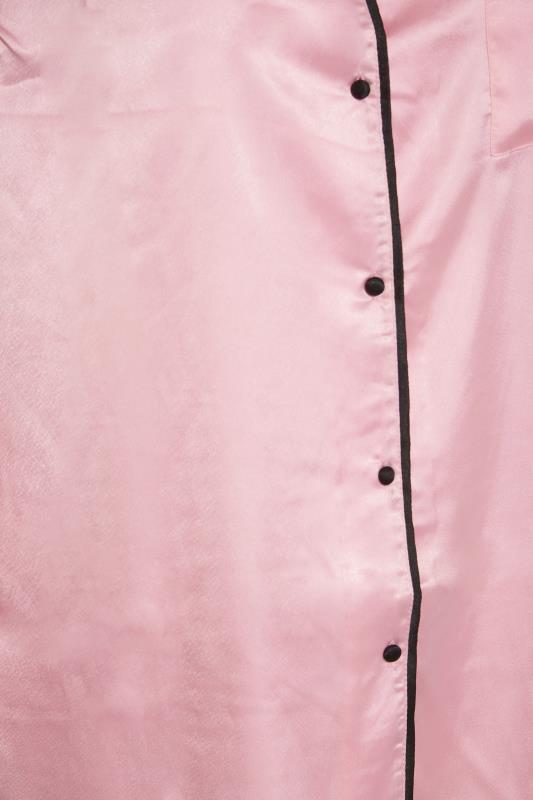 Curve Pink Contrast Piping Satin Pyjama Set 4