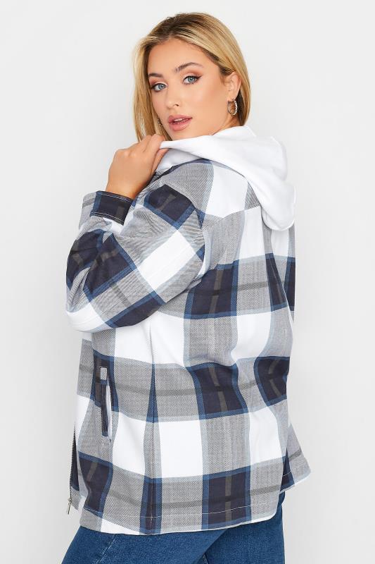Plus Size Navy Blue Check Sweat Shacket | Yours Clothing 3