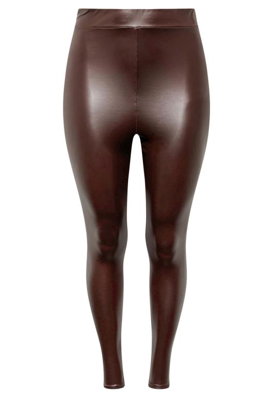 Plus Size Brown Leather Look Leggings | Yours Clothing 5
