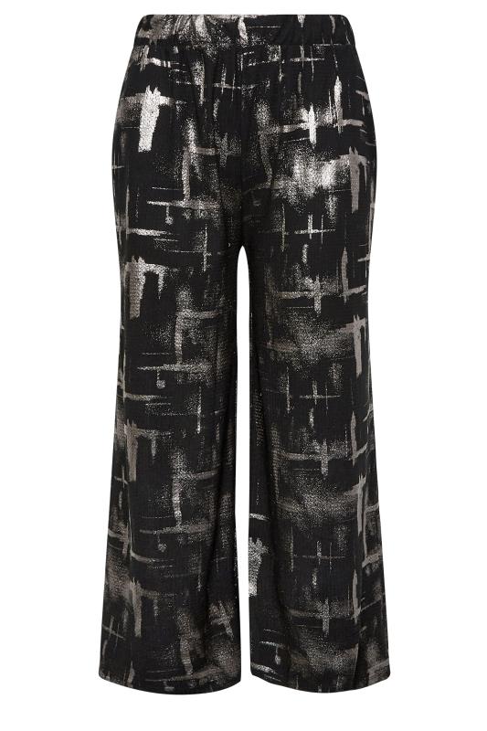 YOURS Curve Black & Silver Abstract Print Wide Leg Trousers | Yours Clothing 5