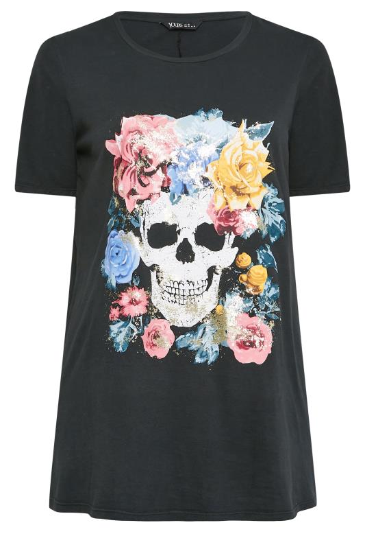 YOURS Plus Size Black Skull Print T-Shirt | Yours Clothing 6