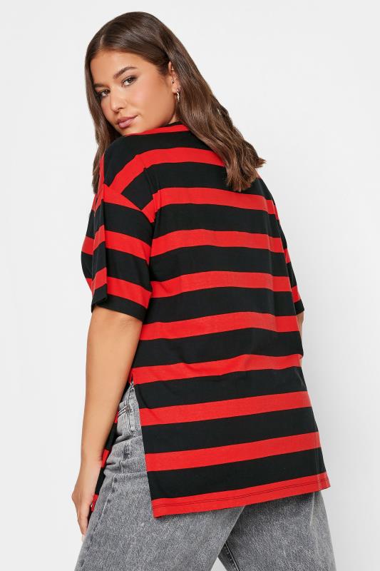 YOURS Plus Size Red Stripe Oversized T-Shirt | Yours Clothing 3