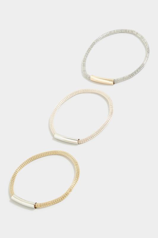 Plus Size 3 PACK Silver & Gold Chain Bracelet Set | Yours Clothing 2