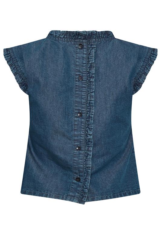 PixieGirl Petite Women's Blue Frill Button Denim Vest | PixieGirl 6