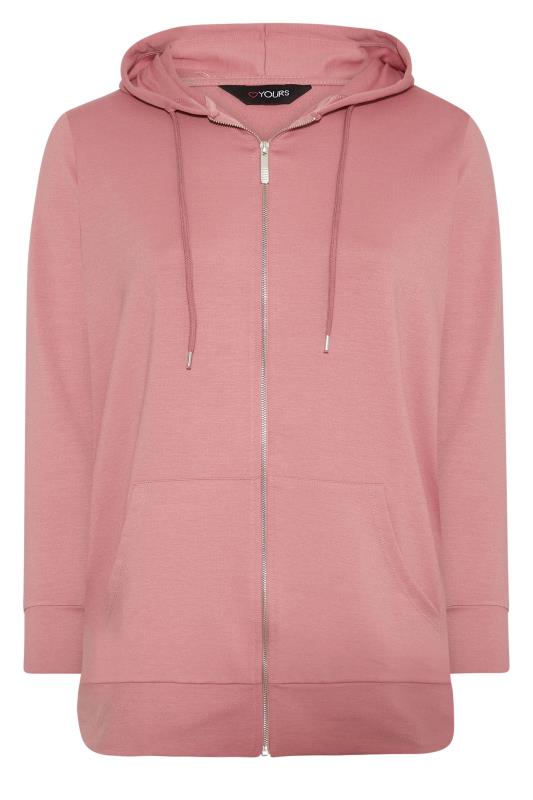 Plus Size Pink Zip Through Hoodie | Yours Clothing 6