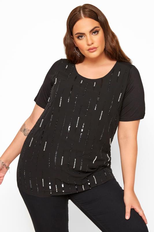 black sparkly top plus size