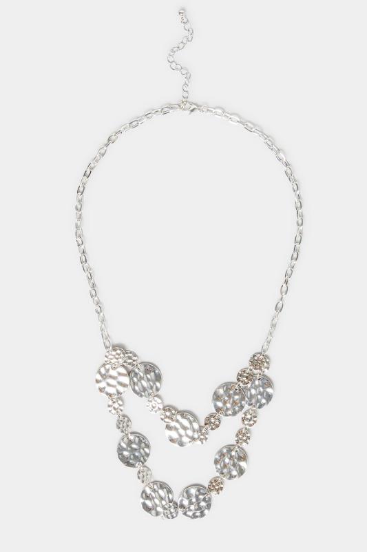 Silver Textured Disc Necklace 1