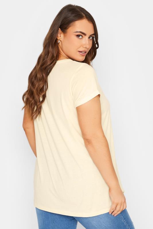 Curve Plus Size Cream Basic Short Sleeve T-Shirt - Petite| Yours Clothing  3