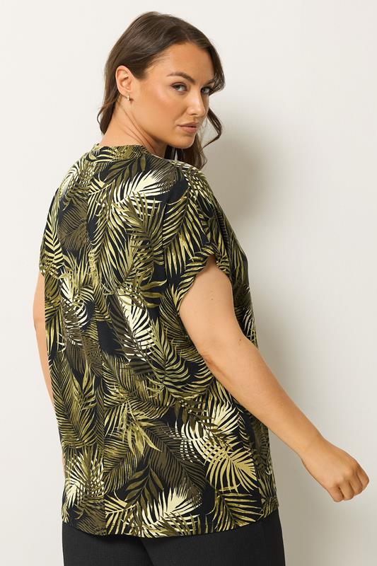 YOURS Plus Size Green Tropical Grown On Sleeve T-Shirt | Yours Clothing 2