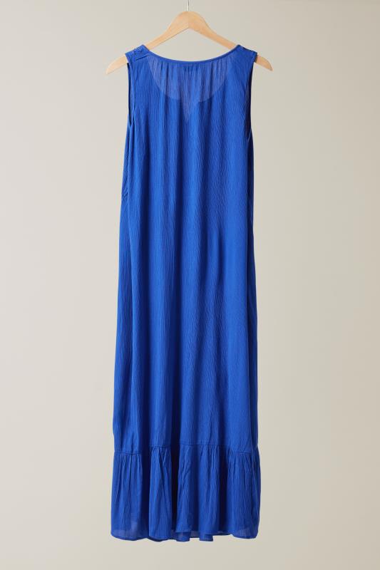 EVANS Plus Size Cobalt Blue Crinkle Broderie Maxi Dress | Evans  7