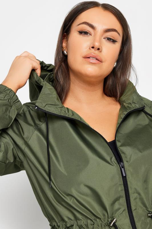 YOURS Plus Size Khaki Green Drawstring Lightweight Parka Jacket | Yours Clothing 4