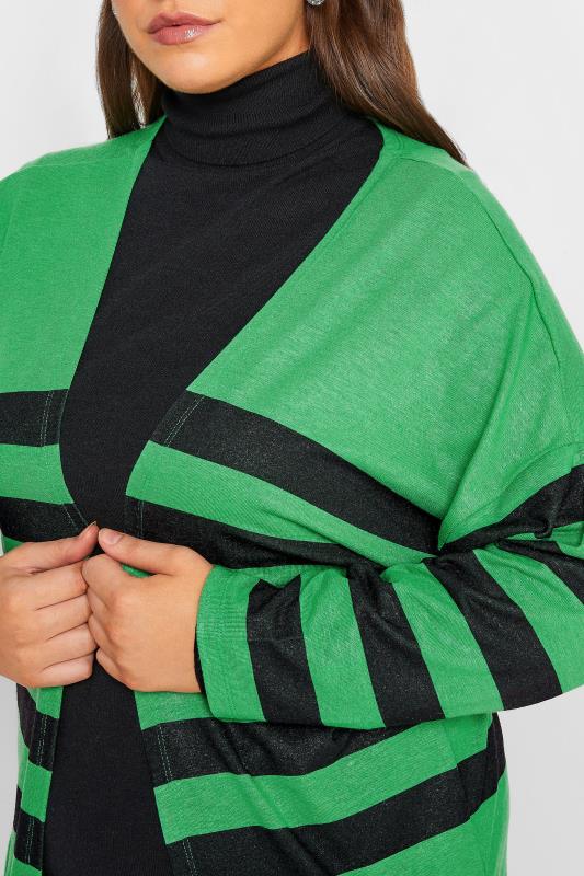 Curve Plus Size Green & Black Stripe Cardigan | Yours Clothing  5