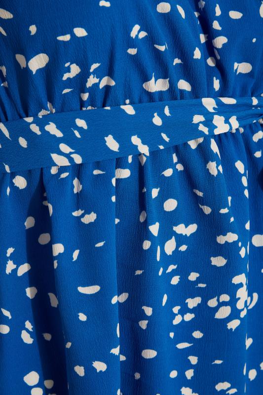Curve Bright Royal Blue Dalmatian Print Wrap Top 5