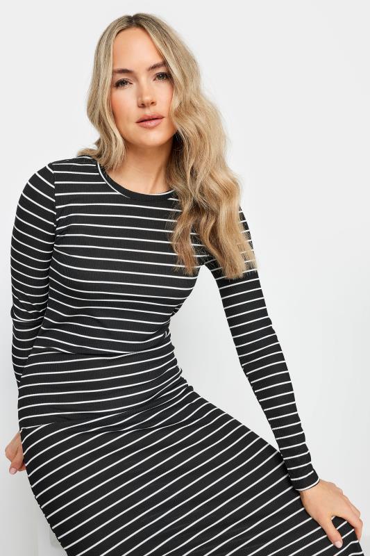 LTS Tall Black & White Stripe Ribbed Midi Dress | Long Tall Sally  4
