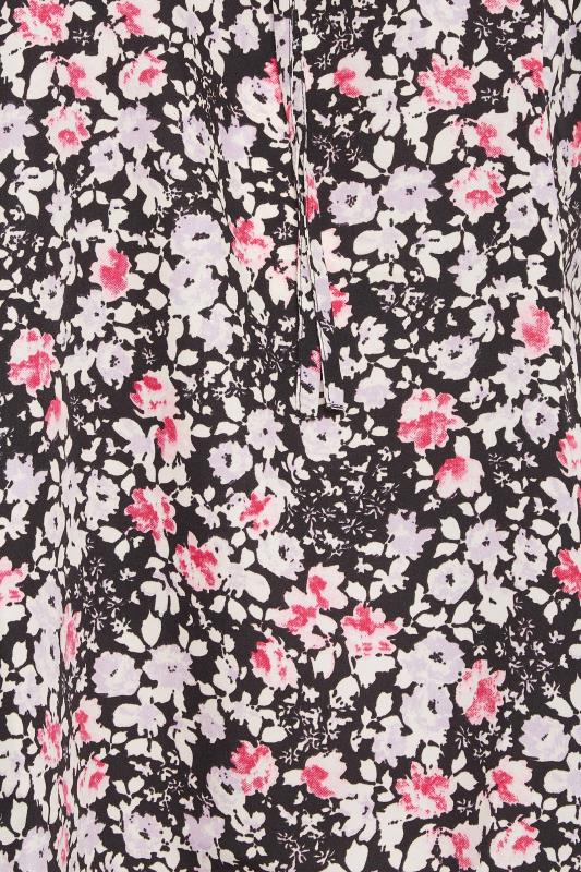 YOURS Plus Size Black & Pink Floral Print Gypsy Top | Yours Clothing 5