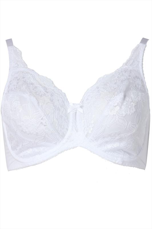 White Stretch Lace Non-Padded Underwired Balcony Bra | Yours Clothing 2