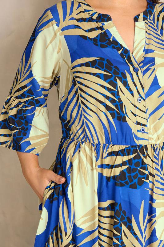 EVANS Plus Size Blue Abstract Print Tiered Dress | Evans 4