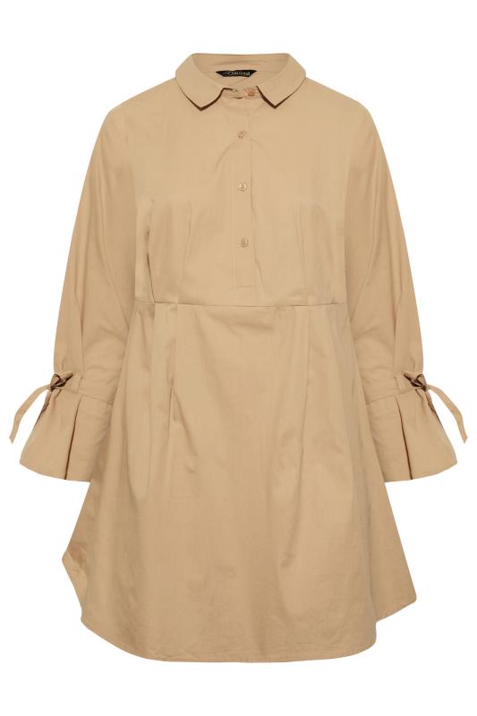 LIMITED COLLECTION Curve Beige Brown Tunic Shirt Dress | Yours Clothing 7