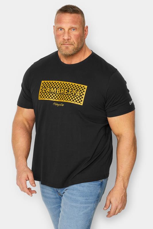  Grande Taille LAMBRETTA Big & Tall Black Logo Graphic Print T-Shirt