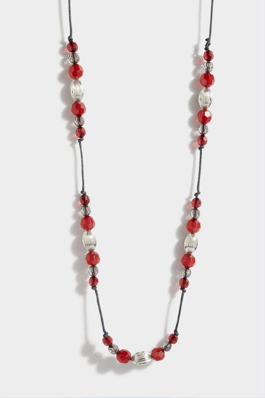 Red & Silver Beaded Necklace | Yours Clothing 3