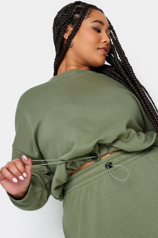 LIMITED COLLECTION Plus Size Khaki Green Cropped Sweatshirt | Yours Clothing 4