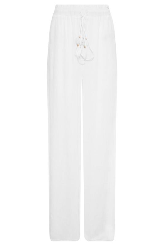 LTS Tall White Wide Leg Beach Trousers 4