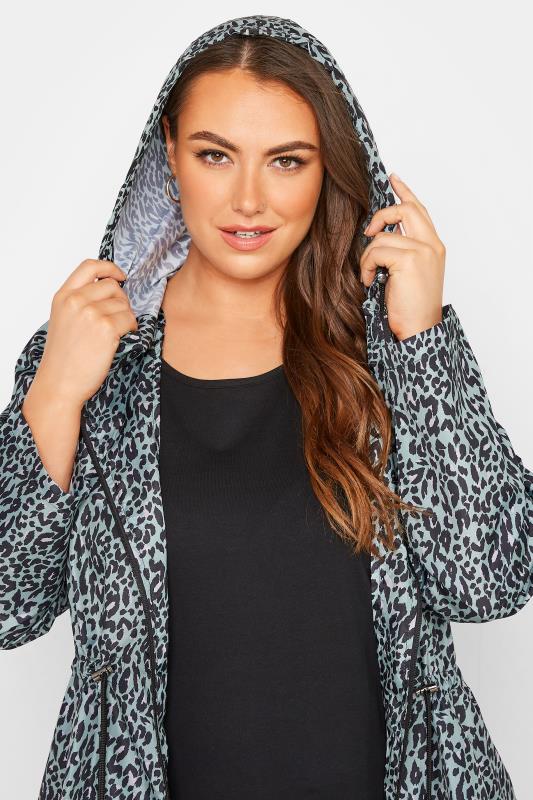 Plus Size Green Leopard Print Pocket Parka | Yours Clothing 4