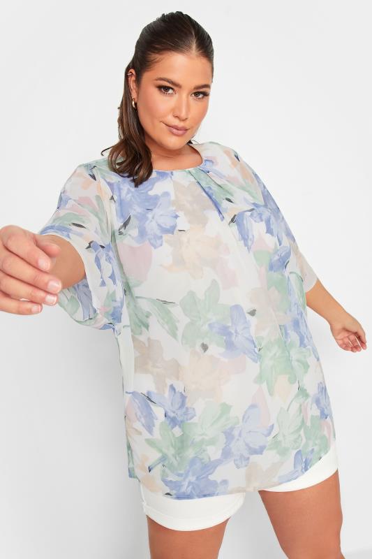  Grande Taille YOURS Curve Blue Floral Blouse