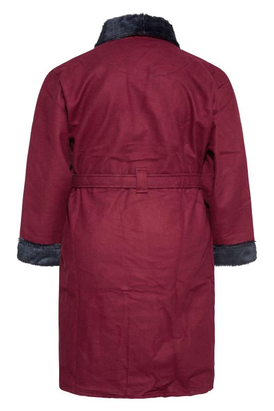 KAM Big & Tall Red Sherpa Lined Dressing Gown 4