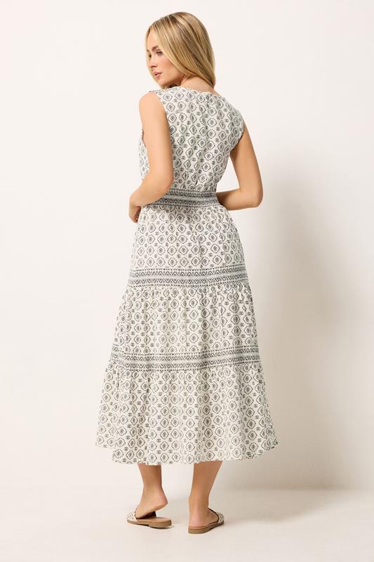 M&Co White Aztec Tiered Linen Maxi Dress | M&Co 2