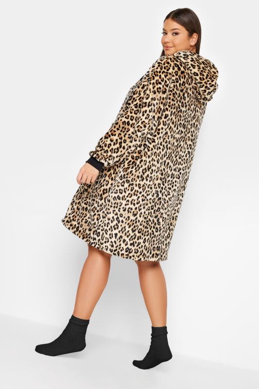 YOURS Plus Size Brown Leopard Print Snuggle Hoodie | Yours Clothing 4