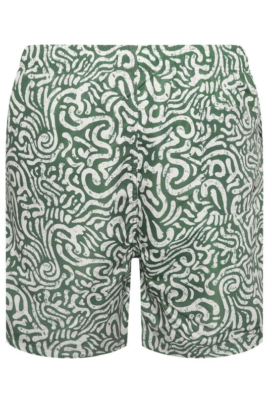 ESPIONAGE Big & Tall Olive Green Abstract Print Swim Shorts | BadRhino 5