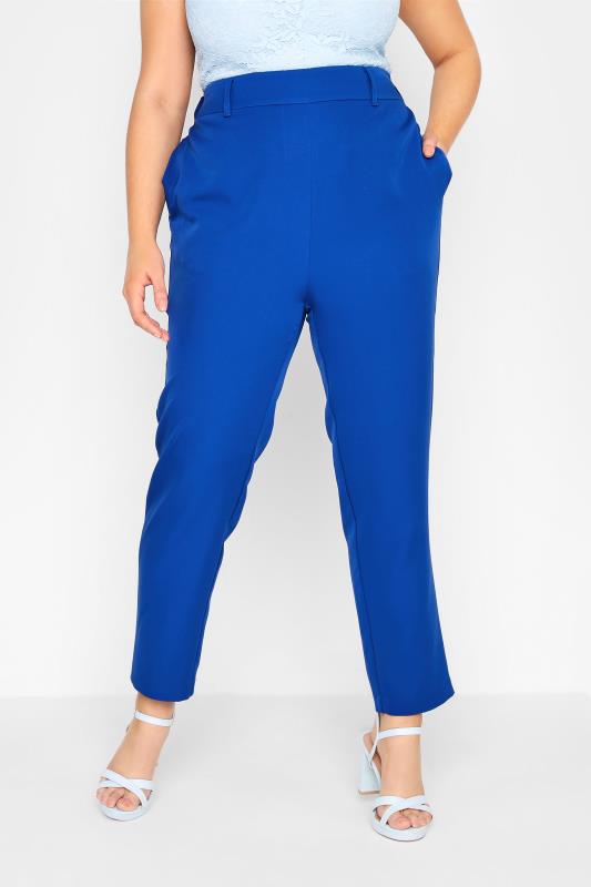 Plus Size  Curve Cobalt Blue Tapered Trousers