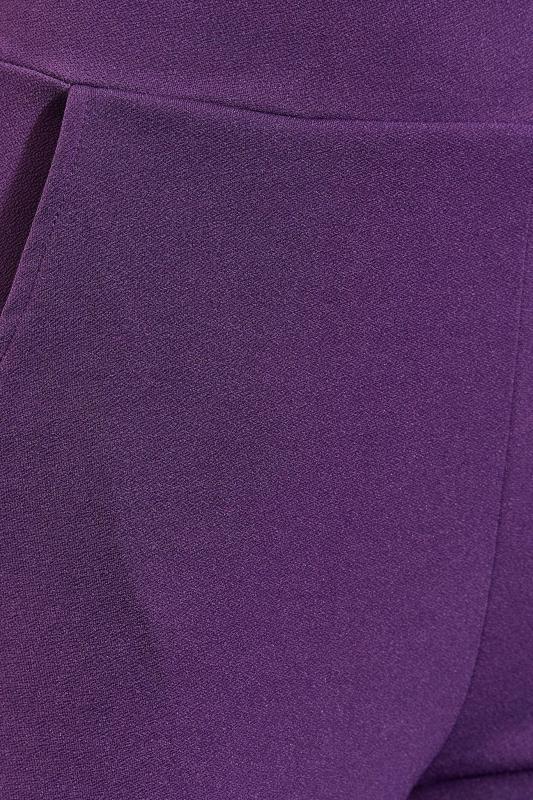 LTS Tall Dark Purple Scuba Wide Leg Trousers 4