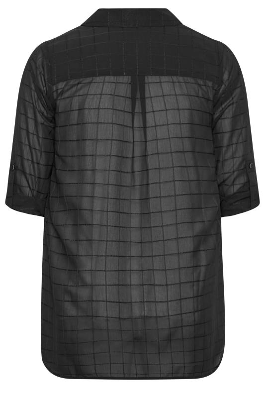 YOURS LONDON Plus Size Black Check Chiffon Shirt | Yours Clothing 9