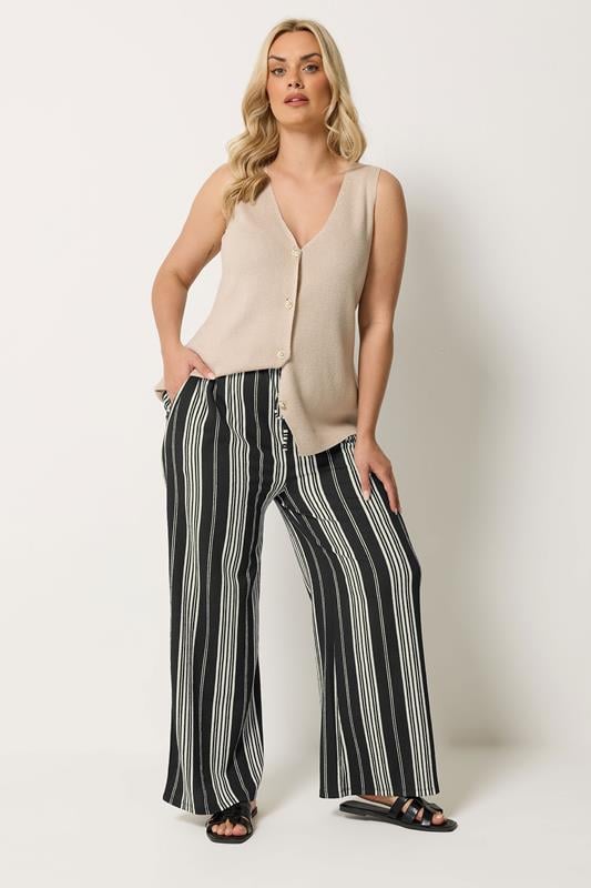 YOURSET 2 PACK Plus Size Black Stripe Wide Leg Trousers | Yours Clothing 4