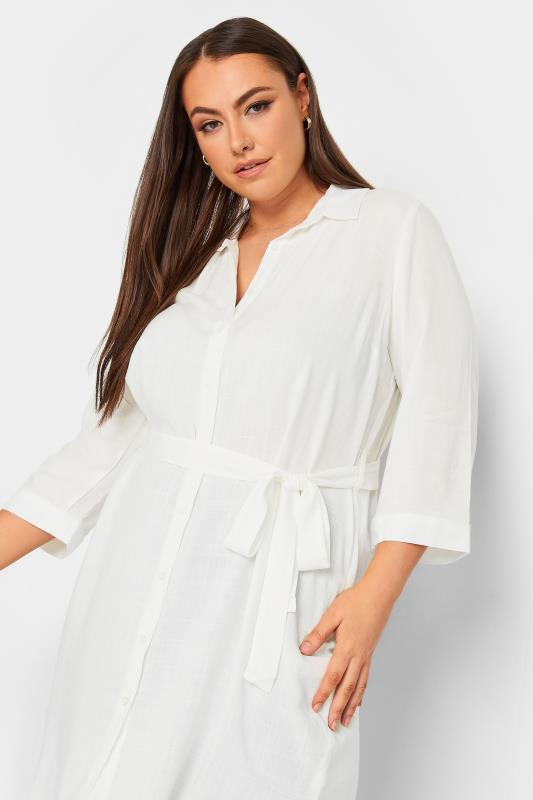 YOURS Plus Size White Tie Waist Tunic Shirt | Yours Clothing 4
