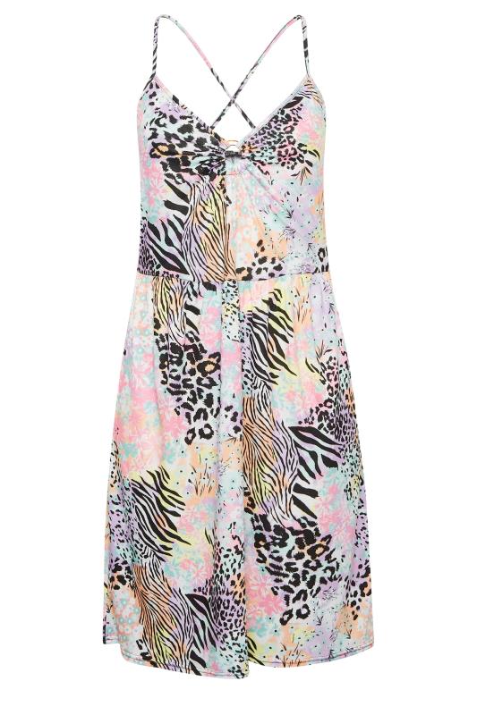 LIMITED COLLECTION Plus Size Pink Mixed Print Ring Front Midi Dress | Yours Clothing 6