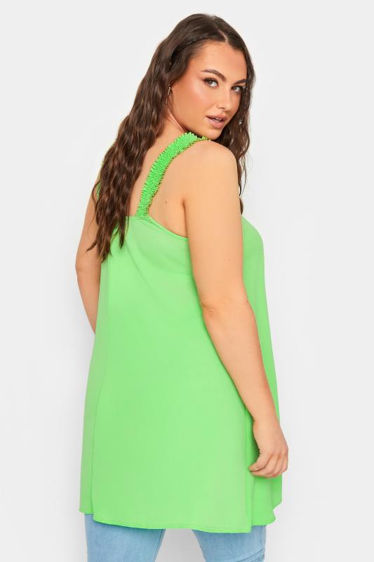 LIMITED COLLECTION Plus Size Bright Green Shirred Strap Cami Vest Top | Yours Clothing  4