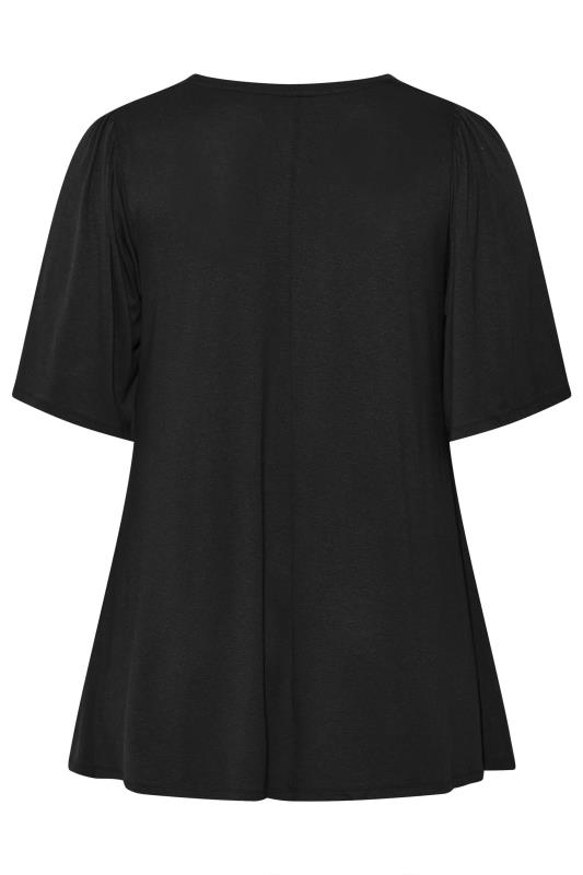Plus Size Black Pleat Angel Sleeve Swing Top | Yours Clothing 8