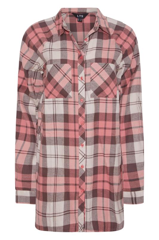 LTS Tall Pink Raglan Check Print Shirt 6