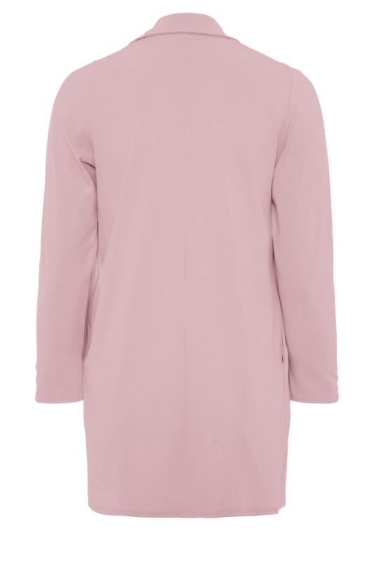 YOURS Curve Plus Size Dusky Pink Longline Blazer | Yours Clothing  9