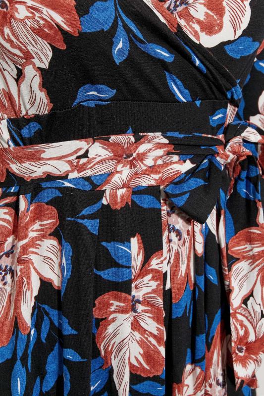 Plus Size Black & Blue Floral V-Neck Maxi Dress | Yours Clothing 5