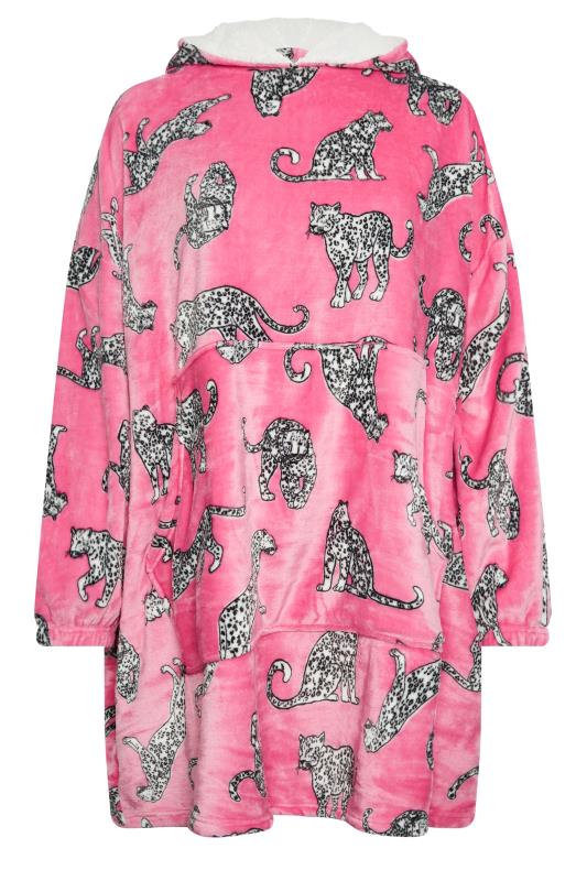 YOURS Plus Size Pink Soft Touch Animal Print Snuggle Hoodie | Yours Clothing 6