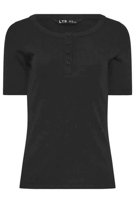 LTS Tall Black Ribbed Cotton T-Shirt | Long Tall Sally 5
