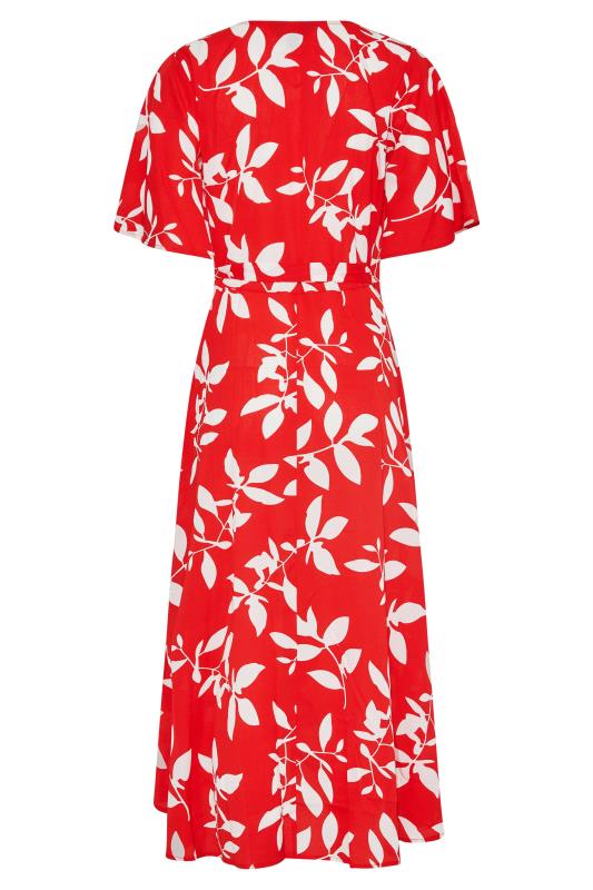 LTS Tall Red Floral Print Wrap Dress 7