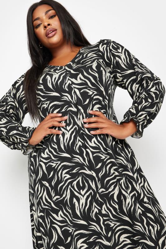 Yours Curve Plus Size Black Zebra Print Midaxi Dress | Yours Clothing  4